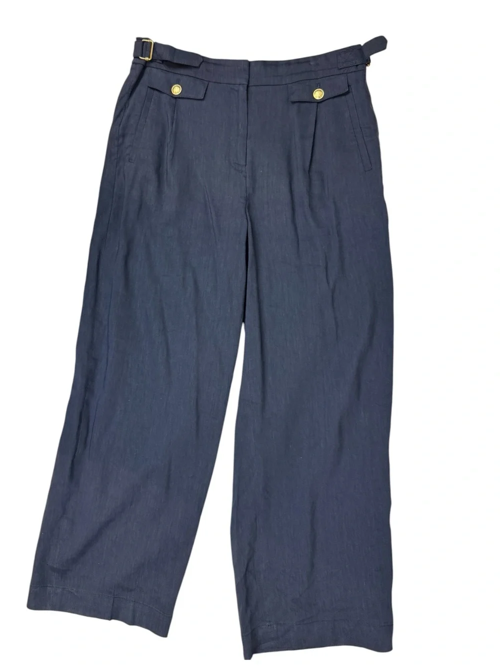 J Crew Side Tab Trouser in Italian Linen Blend sz 10 Navy